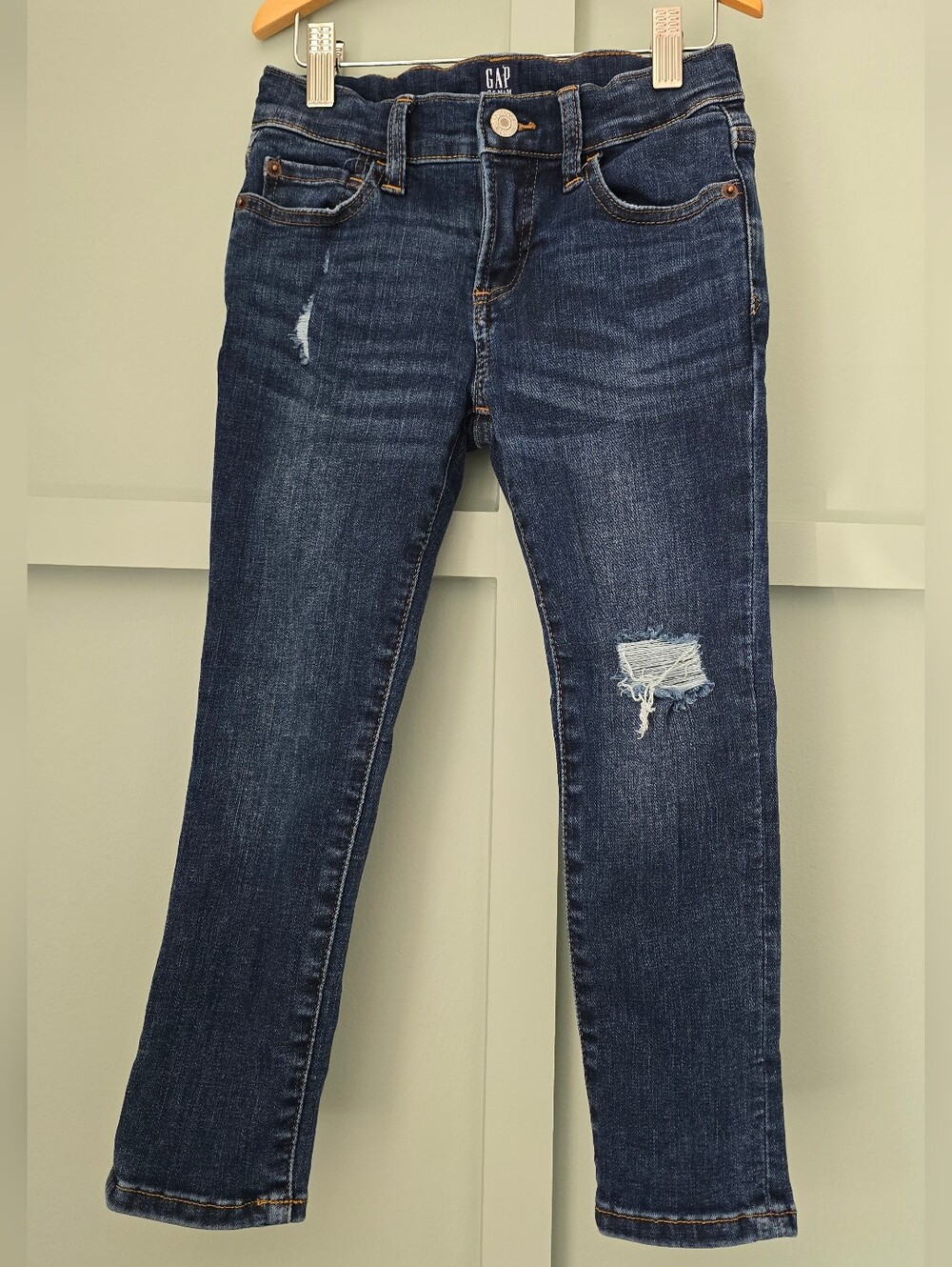 GAP Kids Dark Blue Distressed Stretch Slim Jeans